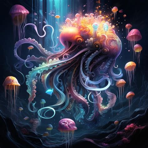 Premium AI Image | Scary sea creature in the deep sea