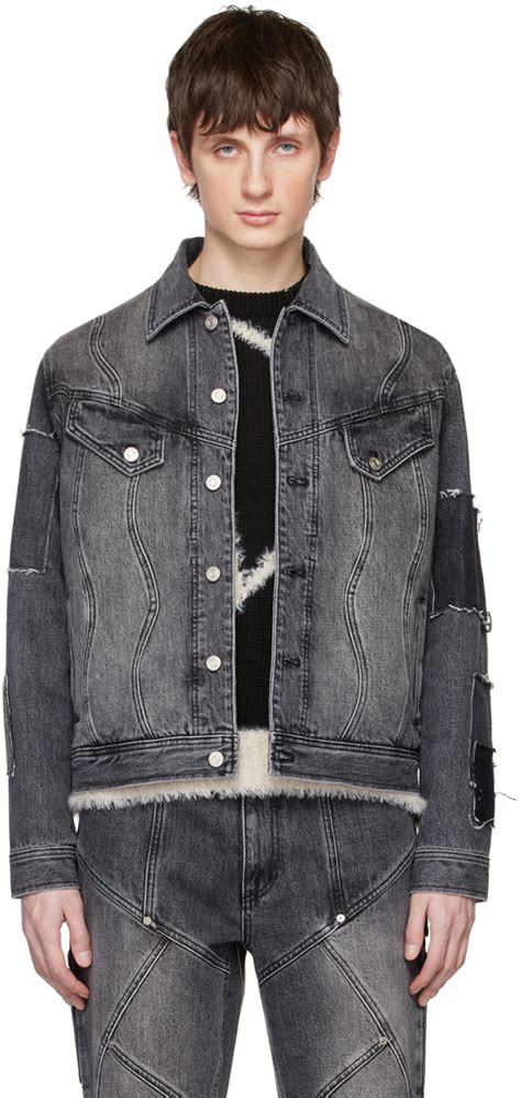 Black Patchwork Denim Jacket By Andersson Bell On Sale