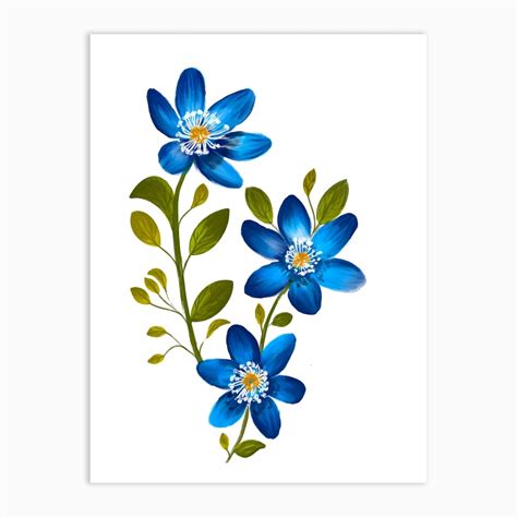 Blue Flowers Art Print By Nora Gad Fy