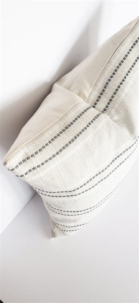 Beige And Gray Stripe Pillow Cover Modern Style Neutral Etsy Canada