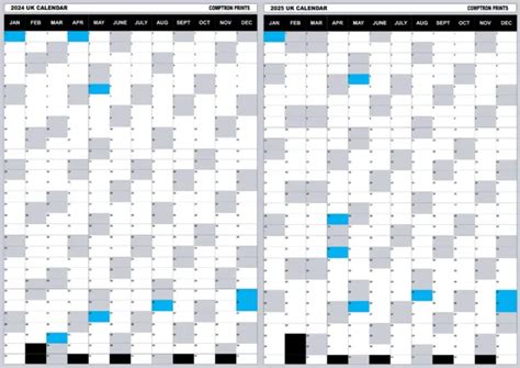 JAN 2024 TO DEC 2025 Year Planner Calendar Wall Matt Landscape A4 A3