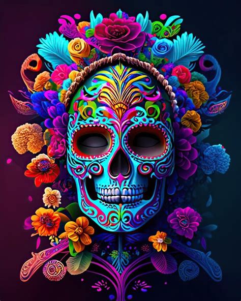 Premium Ai Image Sugar Skulls Of The Day Of The Dead With Flowers And