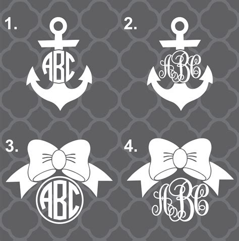 Bow And Anchor Monogram Decals Bad Bass Designs