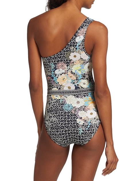 Johnny Was Womens One Shoulder Floral One Piece Swimsuit Size Xs