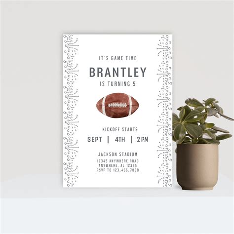 Editable Football Birthday Invitation Card Template Football - Etsy