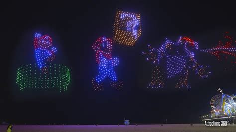 Super Mario Bros Drone Show Santa Monica Pier Supermariomovie Youtube