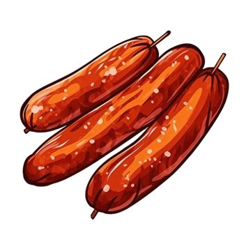 Sausage Fast Food Cartoon, Sausage, Junk Food, Hand Painting PNG ...