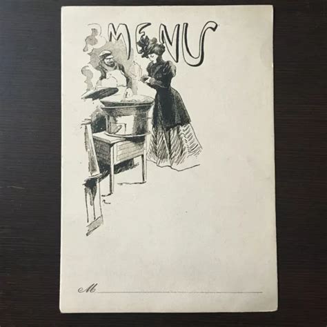 Ancien Menu Vierge Illustration Restaurant Repas Banquet Bistrot