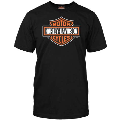 Harley Davidson Military Men S Bar Shield Orange On Black T Shirt