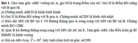 Solved BÃ I 1 Cho Tam GiÃ¡c Abc VuÃ´ng Táº¡i A Gá I M LÃ Trung Ä‘iá