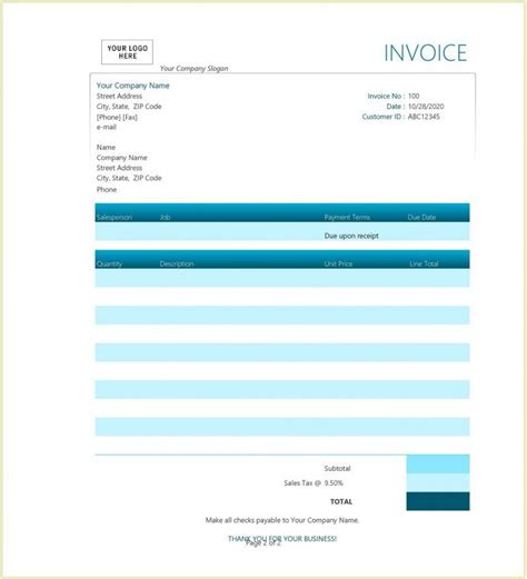 Professional Services Invoice Template