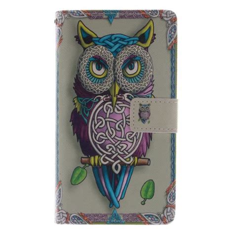 Secondlyn Tui Pour Sony Xperia T Prime Pu Cuir Coque Portefeuille Owl