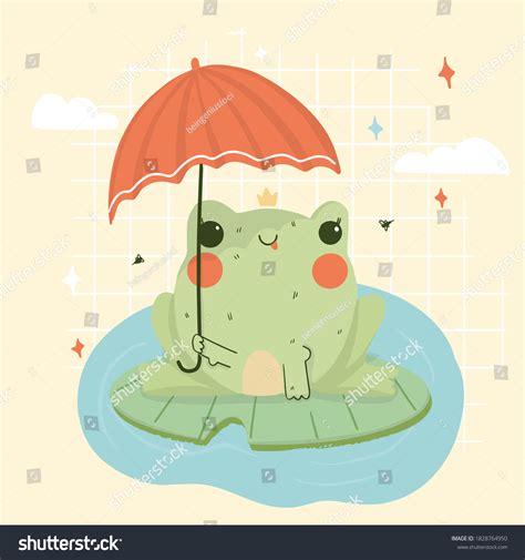 Cute Cartoon Frog Hold Umbrella Stock Vector (Royalty Free) 1828764950