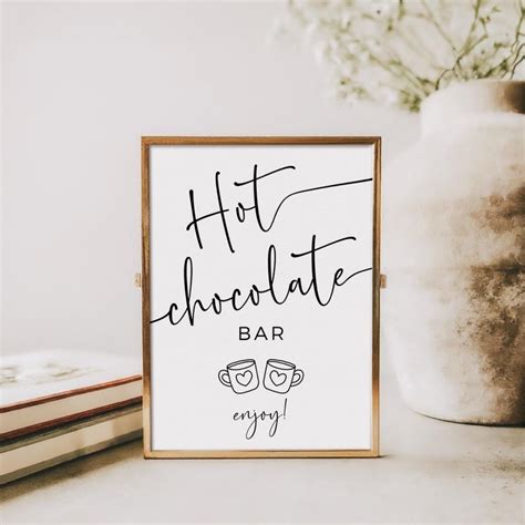 Hot Chocolate Bar Sign Hot Cocoa Bar Sign Minimal Baby Shower Decor