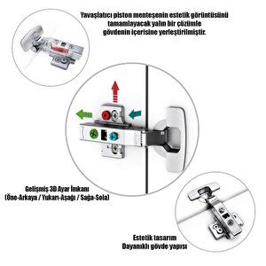 Badem10 Samet Master Frenli Dolap Kapak Menteşesi Pistonlu Yarım Deve