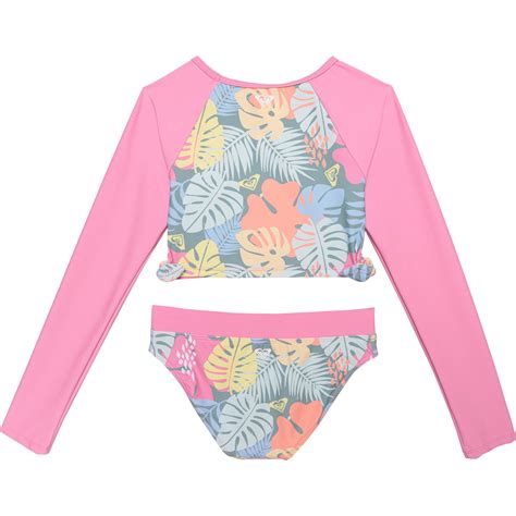 Roxy Big Girls Crop Rash Guard And Bikini Bottoms Set UPF 50 Long