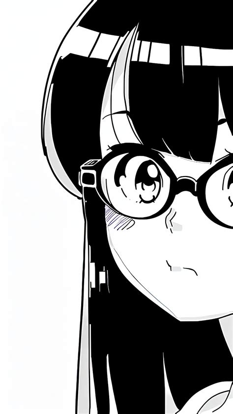 What Is The Anime Girl With Black Hair And Glasses Staring At Black And White Manga Style