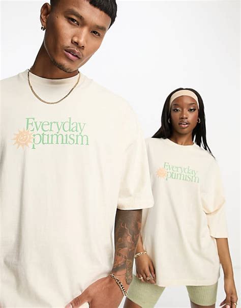 Asos Design Unisex Oversized T Shirt With Front Graphic Print In