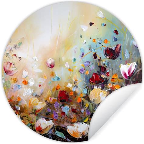 Wallcircle Muurstickers Behangcirkel Olieverf Bloemen