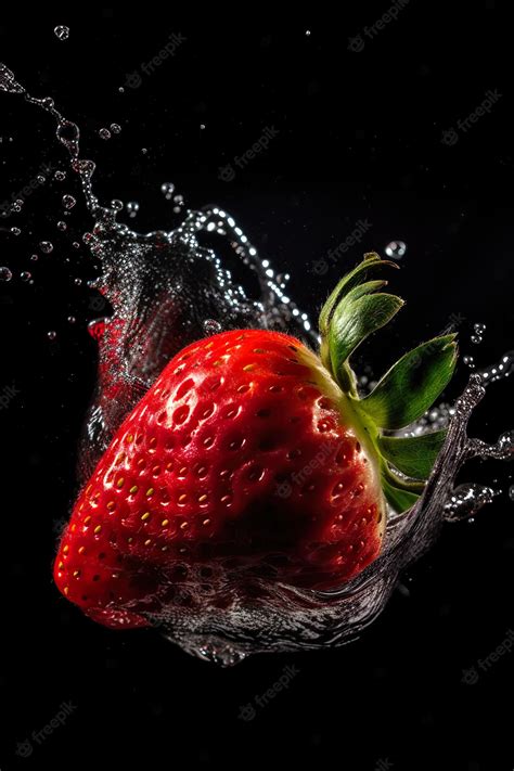 Premium Photo A Strawberry Is Being Dropped Into A Water Splash