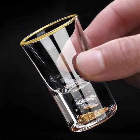 Luxury Crystal Glass Vodka Glass Sake Shochu Glass Liqueur Gold Foil