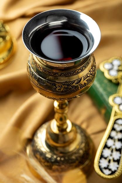 Free Photo Holy Communion With Holy Grail With Wine High Angle