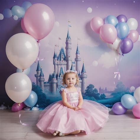 Premium AI Image | Birthday backdrop background design with castle and ...