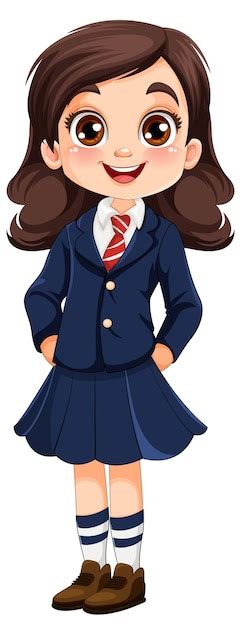 Premium Vector | Cute girl student cartoon character in school uniform