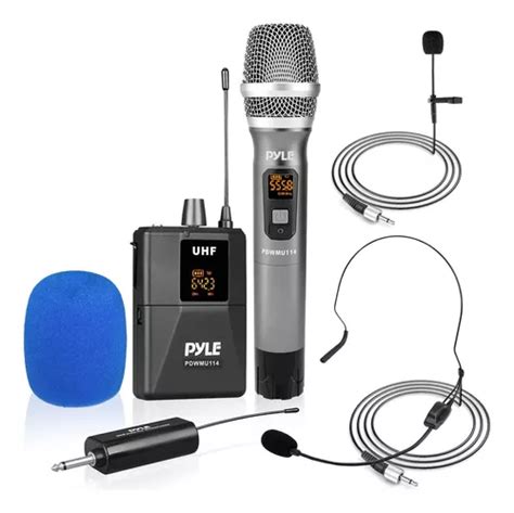 Pyle Kit De Sistema De Micrófono Inalámbrico Uhf Jueg Color Negro