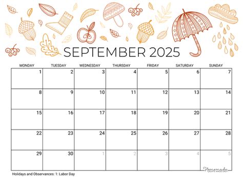 September 2025 Calendar Free Printable Cutest - Korie Mildred