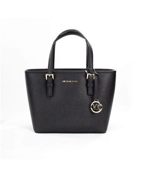 Michael Kors Jet Set Saffiano Leather Xs Carryall Top Zip Tote Bag Purse In Black Lyst