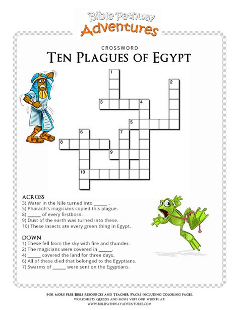 Free Bible Crossword Puzzle Ten Plagues Of Egypt Artofit