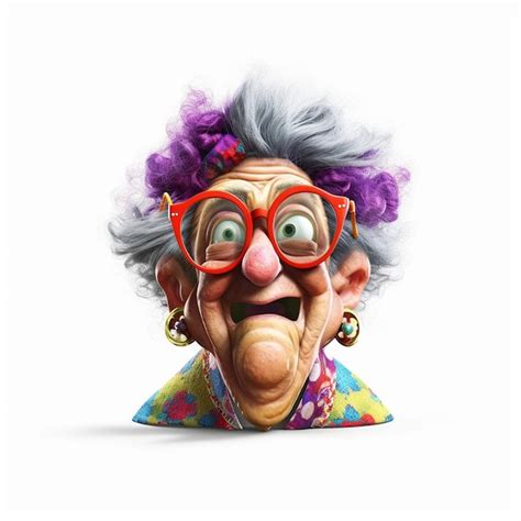 Old lady is making a funny face on white background | Premium AI ...