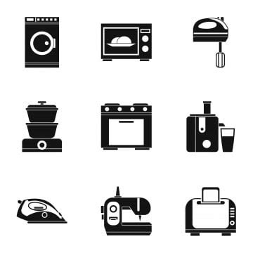 Home Appliances Icon Set Shampoo Isolated On White Vector Vector ...