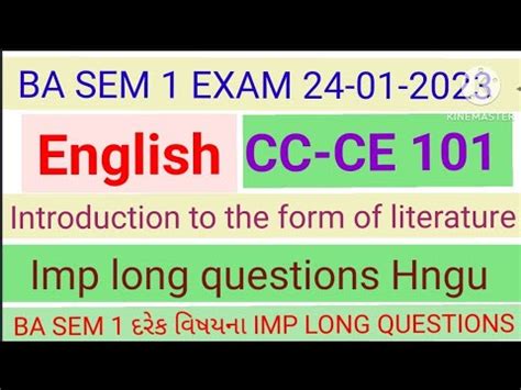 Ba Sem English Cc Ce Most Imp Long Questions Hngu English