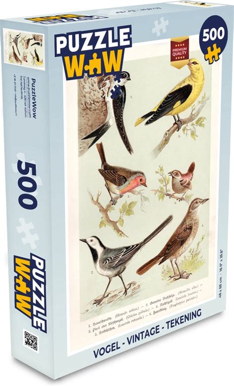 Puzzel Vogel Vintage Tekening Legpuzzel Puzzel 500 Stukjes