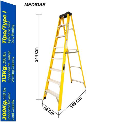 Ripley Escalera Tijera Fibra De Vidrio Profesional Simple Ascenso