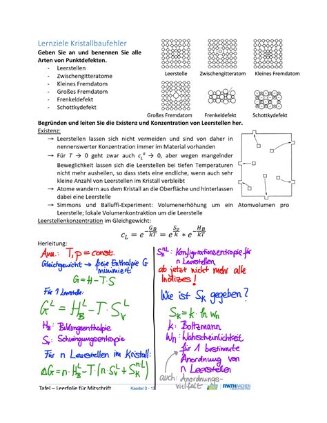 Werkstoffphysik Lernziele Kap 3 Lernziele Kristallbaufehler Geben Sie