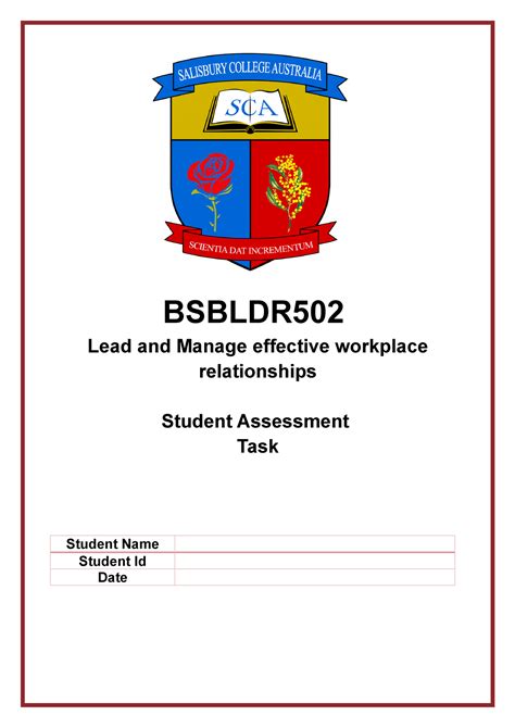 Bsbldr Student Assessment Task Bsbldr Lead And Manage Effective