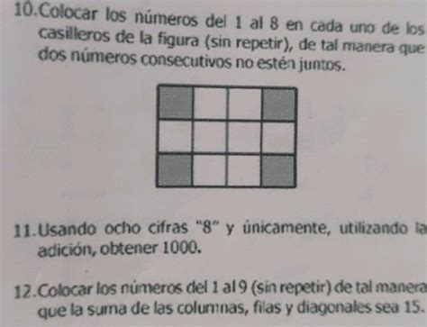 Resuelto Colocar Los N Meros Del Al En Cada Uno De Los Casilleros