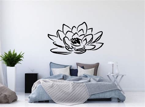 Lotus Wall Decals Flower Decal Yoga Vinyl Stickers Floral Etsy