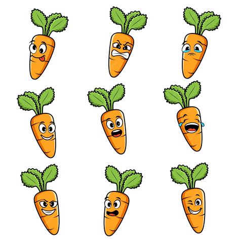 Premium Vector Carrot Set Cartoon Vector Expression