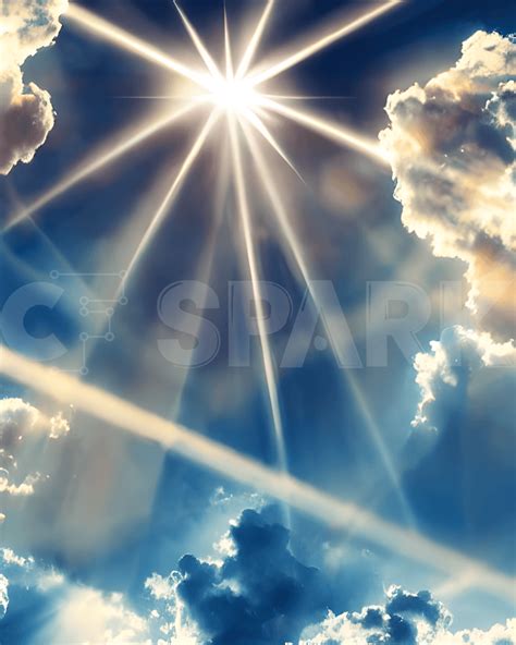 Heavenly Sun Shining Through Clouds Background · Creative Fabrica