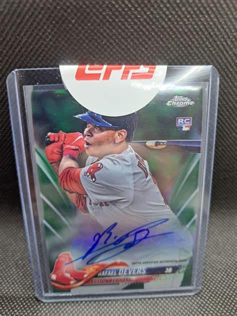 Topps Chrome Rafael Devers Rc Green Refractor Auto Topps