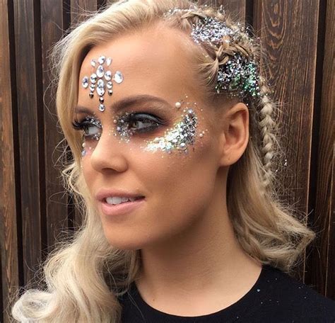 Silver Glitter And Jewels Festival Makeup Glitter Coachella Makeup