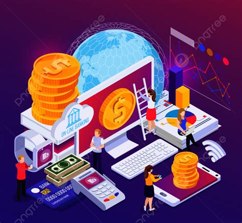 Online Banking Isometric Composition With Financial Information And