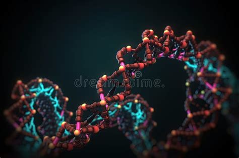 The Evolution of Human RNA: 3D Illustration of a Microscopic Spiral Strand. Stock Illustration ...