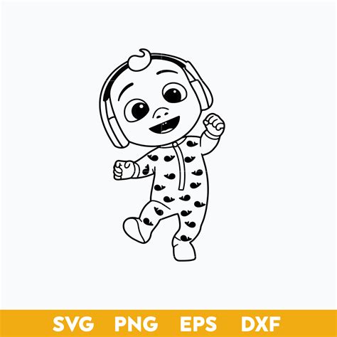 JJ Baby Cocomelon Outline Svg, Cocomelon Vector, Cocomelon S | Inspire ...