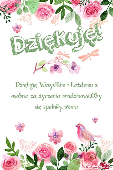 Dzi Kuj Wszystkim I Ka Demu Z Osobna Za Yczenia Urodzinowe Oby Si