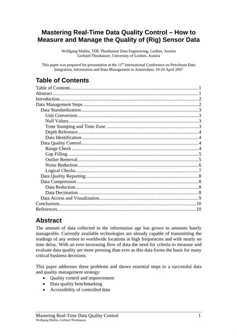 Pdf Mastering Real Time Data Quality Control How To Measure